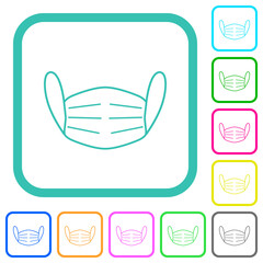 Sticker - Medical face mask outline vivid colored flat icons