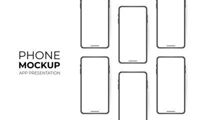 Mobile screen mockup for presentation app on white background, vector eps 10