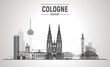Cologne ( Germany ) city silhouette skyline with panorama on white background. Vector Illustration. Business travel and tourism concept with old buildings. Image for presentation, banner, web site.