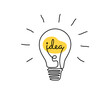 © Olga Rai - Light bulb with idea in one continuous line drawing. Brainstorm symbol and creative mind concept in simple linear style. Editable stroke. Doodle Vector illustration