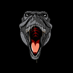 T-Rex head concept vector illustration for design element, symbol, tshirt graphic or any other purpose.