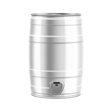 Beer Keg Mockup Isolated On White Background With Clipping Path. 3D Illustration, 3D Rendering. 