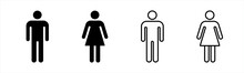 Womens And Mens Toilet Icon Sign. Male And Female Restroom, Vector Illustration