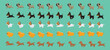 Dog Dachshund Pomeranian Papillon Miniature Pinscher Pug Walking Running Cartoon Vector Set