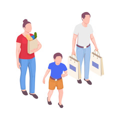 Canvas Print - Family Shopping Isometric Composition