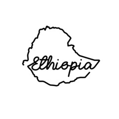 Poster - Ethiopia outline map with the handwritten country name. Continuous line drawing of patriotic home sign. A love for a small homeland. T-shirt print idea. Vector illustration.