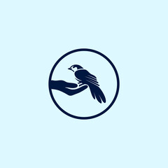 Sticker - bird hand logo or bird vector