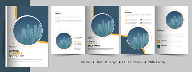 Bifold Brochure Design Template for Your Company, Corporate, Business, Advertising, Marketing, Agency, and Internet Business.