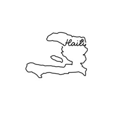 Poster - Haiti outline map with the handwritten country name. Continuous line drawing of patriotic home sign. A love for a small homeland. T-shirt print idea. Vector illustration.