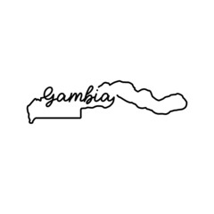 Poster - Gambia outline map with the handwritten country name. Continuous line drawing of patriotic home sign. A love for a small homeland. T-shirt print idea. Vector illustration.