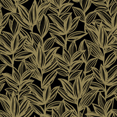 Vector seamless pattern with plant leaves in two colors