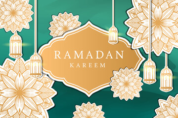 Poster - ramadan kareem hand drawn illustration with abstract arabic ornament