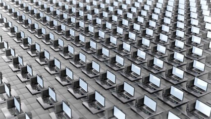 Wall Mural - there are many connected computers in the internet network.