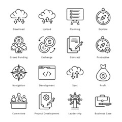 Wall Mural - Smart Business Outline Icons - Stroked, Vectors