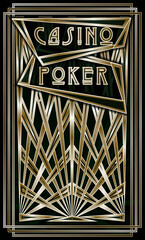 Wall Mural - Art Deco Casino poker VIP invitation card, vector illustration