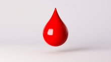 Pharma Red Drop Or Blood Drop Isolated On White Background. Symbol Or Sign. 3d Render