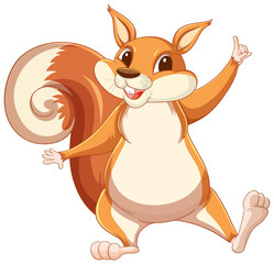 Sticker - Cute cartoon squirrel standing on white background