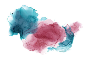 Wall Mural - Alcohol ink abstract shape Blue and pink texture