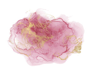 Wall Mural - Alcohol ink abstract shape Gold and pink texture