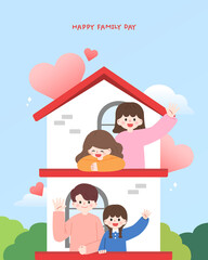 Wall Mural - Family Month Family Illustration Collection
