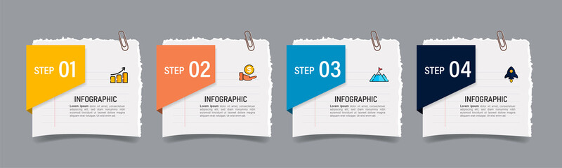 Fototapete - Business Infographic with note paper design vector.	
