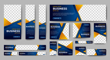 Abstract Banner Design Web Template Set, Horizontal Header Web Banner. Modern Gradient Blue Cover Header Background For Website Design, Social Media Cover Ads Banner, Flyer, Invitation Card

