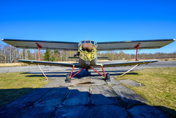 Wall Mural - Bunkers and planes on an old Russian airfield