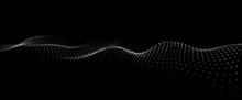 Dynamic Wave On An Abstract Dark Background. Futuristic Dot Picture. Vector Illustration.