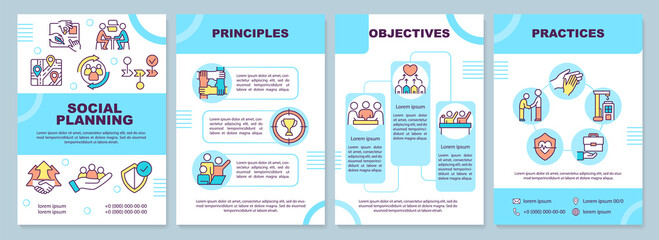 social planning guideline brochure template. objective and principles. leaflet design with linear ic