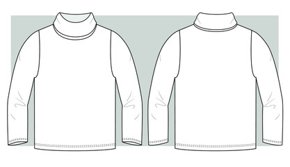 Wall Mural - Long sleeves turtle neck t-shirt technical sketch.