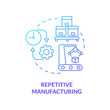 Repetitive manufacturing blue gradient concept icon. Production line. Type of manufacturing processes abstract idea thin line illustration. Isolated outline drawing. Myriad Pro-Bold font used