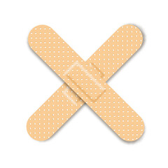 collection of adhesive bandages, plasters or patches isolated on white background. medical patch aid