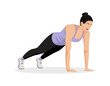 © Olena - Beautiful athletic woman doing push-ups. Fitness body workout. Vector illustration isolated on white background