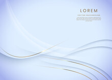 Abstract 3d Gold Curve Template Luxury On Soft Blue Background With Space For Text. You Can Use For Ad, Poster, Template, Business Presentation.
