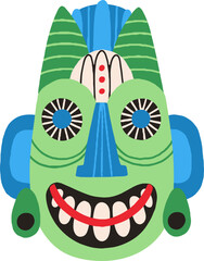 Ancient Ethnic Tribal Mask Cartoon Illustration