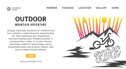 Cycling landing page design in nature, mountains, fresh