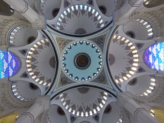 Wall Mural - low angle shot of suleymaniye mosque ceiling interior in istanbul, turkey