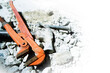 Wrench hammer for fixing water home system crack concrete white background for handyman service concept