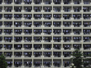 Canvas Print - Beautiful view of a patterned dormitory facade in Guangdong, China