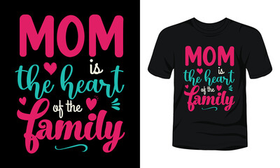 Canvas Print - Mom is the heart of the family typography mothers day t-shirt design.