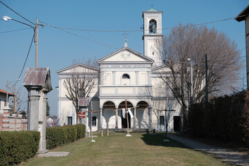 Canvas Print - Il Santuario della Beata Vergine di San Lorenzo (Madonna del Latte) a Guanzate, in provincia di Como.