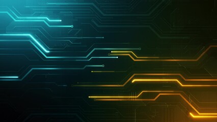 Wall Mural - glowing circuit lines motion. abstract technology background for futuristic design concept. digital 
