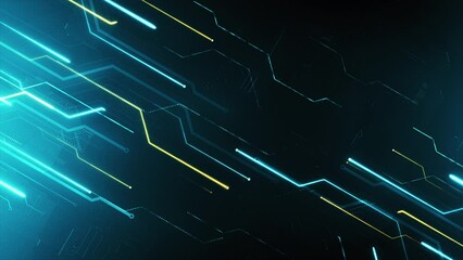 Wall Mural - technology background. circuit lines animation in abstract cyberspace. blue modern texture with info