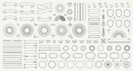 Wall Mural - set of 140 vintage line elements. retro design elements. ornaments and frames. drawing geometrics li