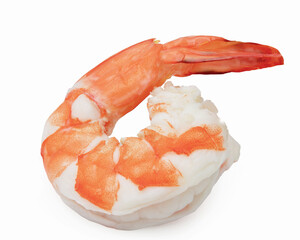 A Large Cooked Shrimp Isolated Over a White Background	