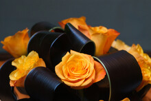 Closeup Of Orange Decorative Roses