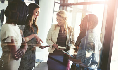 Poster - Their business strategy is all coming together. Cropped shot of businesspeople having a discussion in an office.