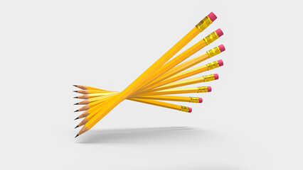 creative pencils levitating abstract pencils 3d illustration