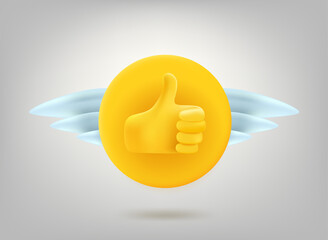 Poster - Thumbs up golden label. 3d vector badge