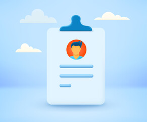 Aufkleber - HR card with photo of emloyee. 3d vector illustration
